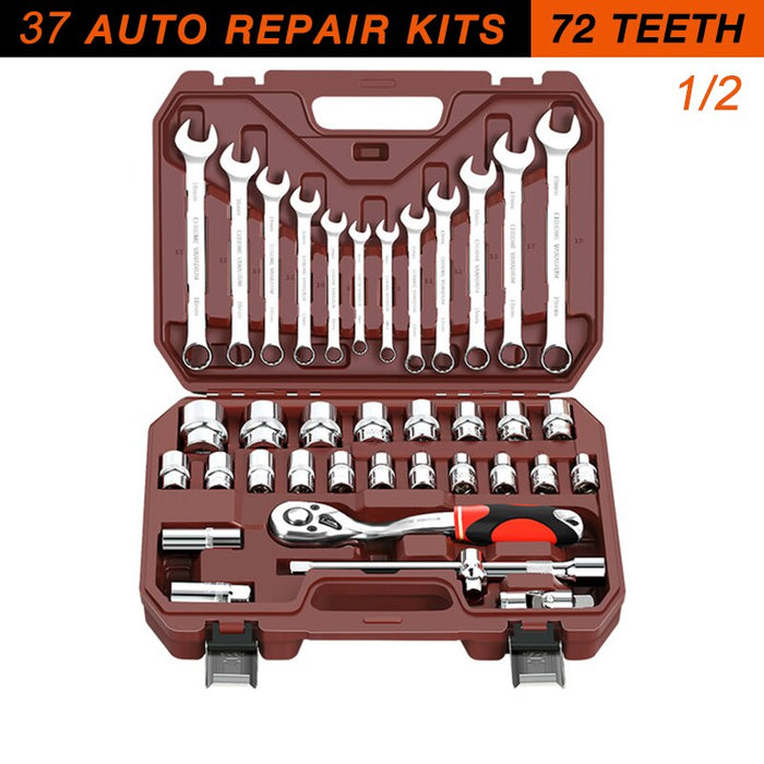 Car Repair Tool Ratchet Torque Wrench Spanner Screwdriver Socket Set Combo Tools Kit Bicycle Auto Repairing Tool Mechanic Tool A
