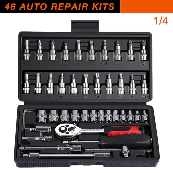 Car Repair Tool Ratchet Torque Wrench Spanner Screwdriver Socket Set Combo Tools Kit Bicycle Auto Repairing Tool Mechanic Tool A