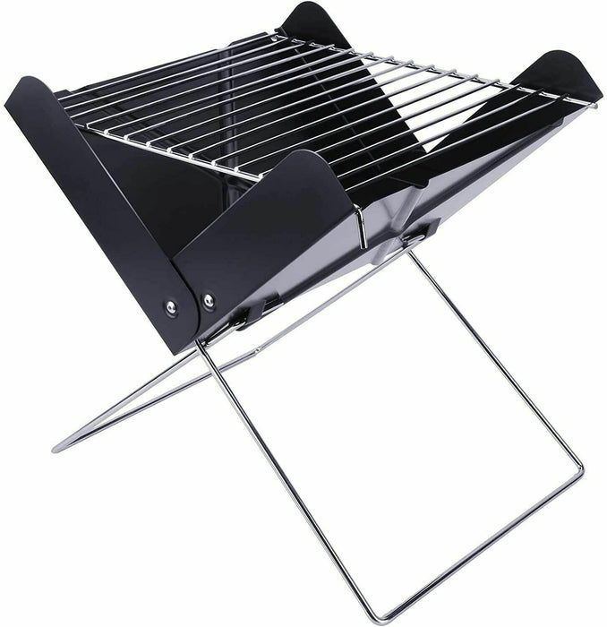 YSSOA 12' Portable Grill Charcoal Barbecue Grill - Folding Grill Notebook Shape Charcoal Grill, Detachable Collapsible, Mini Tabletop Camping Grill BBQ, Black