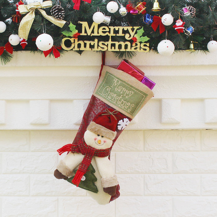 3pcs Christmas Socks Gift Bag Decorative Hanging Pendant Party Sock Stocking