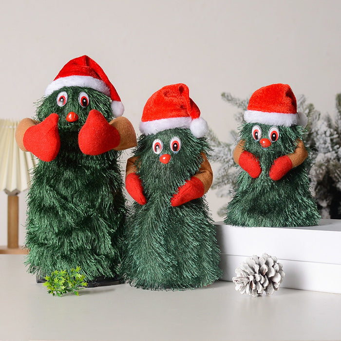 Electric Christmas Tree Singing and Dancing Christmas Plush Toy;  Green Xmas Tree Animated Christmas Decorations Xmas Gifts for Toddlers Kids