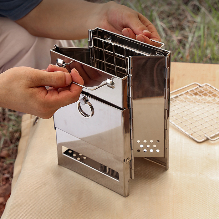 Wood Burning Camp Stove Stainless Steel Folding Camp Stove