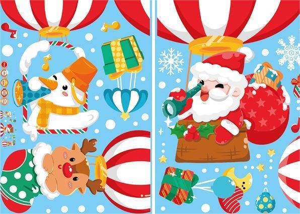 Christmas Decoration Sticker Christmas Shop Window Decoration Santa Claus Snowman Static Sticker