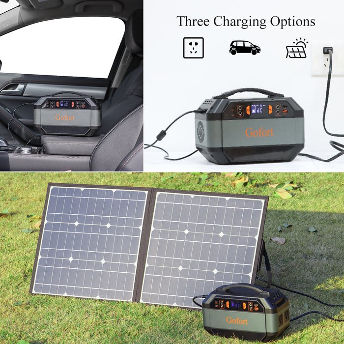 Gofort 330W Portable Power Station, 299Wh Solar Generator Backup Power Supply with 2X 110V AC Outlets, 4X 12V DC Outlets and 4X USB Outlets for Outdoor Camping, RV Travel, CPAP, Home Emergency Power