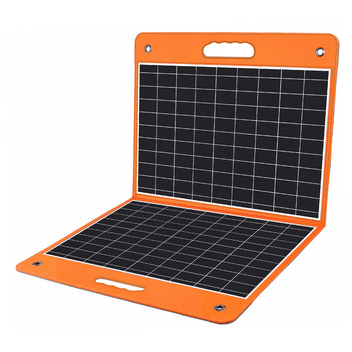 60W 18V Portable Solar Panel, Flashfish Foldable Solar Charger with 5V USB 18V DC Output Compatible with Portable Generator, Smartphones, Tablets and More