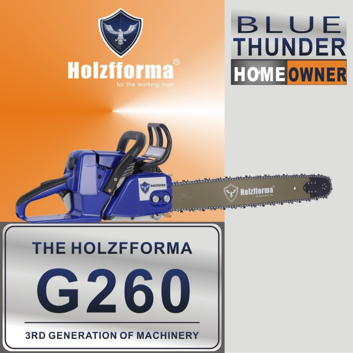 FARMERTEC 50.2cc Holzfforma® Blue Thunder G260 Gasoline Chain Saw Power Head Without Guide Bar and Chain Top Quality By Farmertec All Parts Are For Stihl MS260 026 MS240 024 Chainsaw