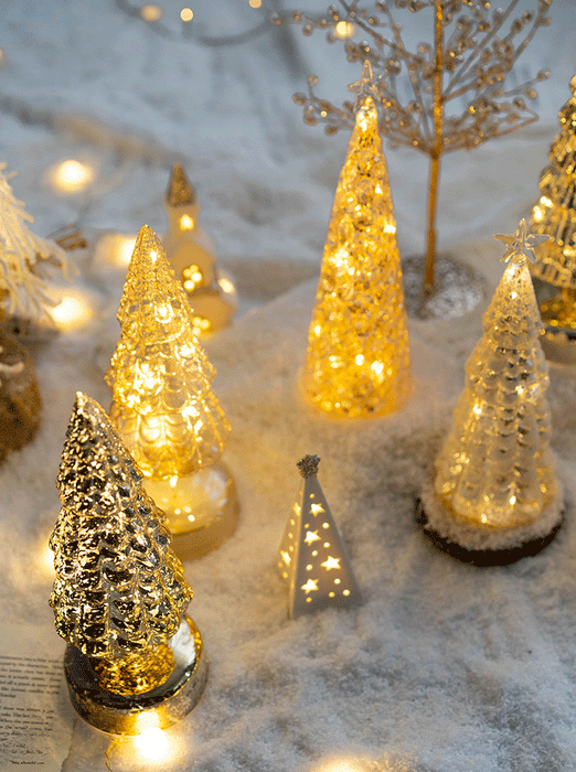 Christmas Decoration Glass Tree Home Desktop Decoration Light Up Small Night Light Christmas Gifts