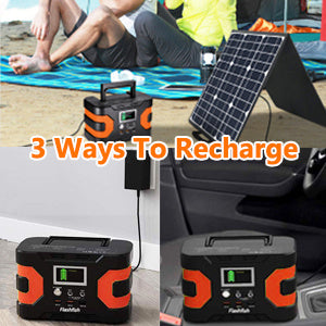 200W Peak Power Station, Flashfish CPAP Battery 166Wh 45000mAh Backup Power Pack  With 50W 18V Portable Solar Panel, FLASHFISH Foldable Solar Charger