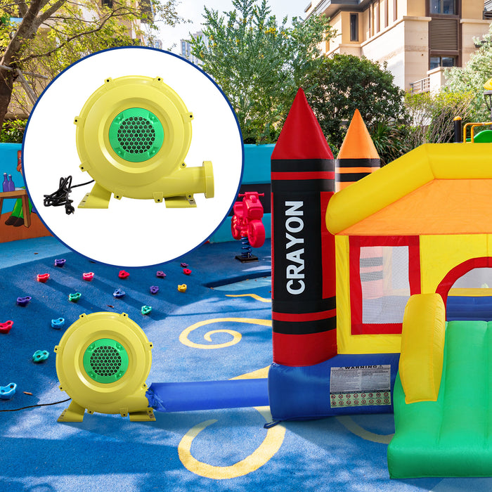 Outdoor Indoor Air Blower, Pump Fan for Inflatable Bounce Castle, Water Slides, Safe, Portable - Yellow and Green XH