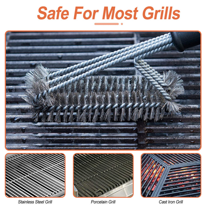 BBQ Grill Cleaning Brush Stainless Steel Barbecue Cleaner with 18in Suitable Handle