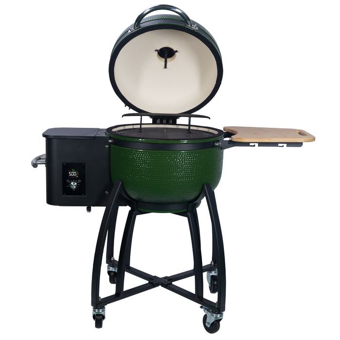 24 "Ceramic Pellet Grill with 19.6" diameter Gridiron Double Ceramic Liner 4-in-1 Smoked Roasted BBQ Pan-roasted for Outdoors Patio