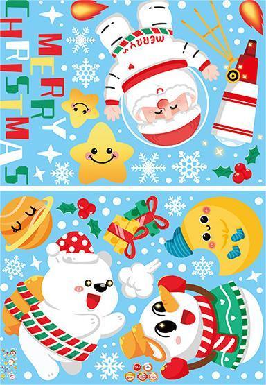 Christmas Decoration Sticker Christmas Shop Window Decoration Santa Claus Snowman Static Sticker