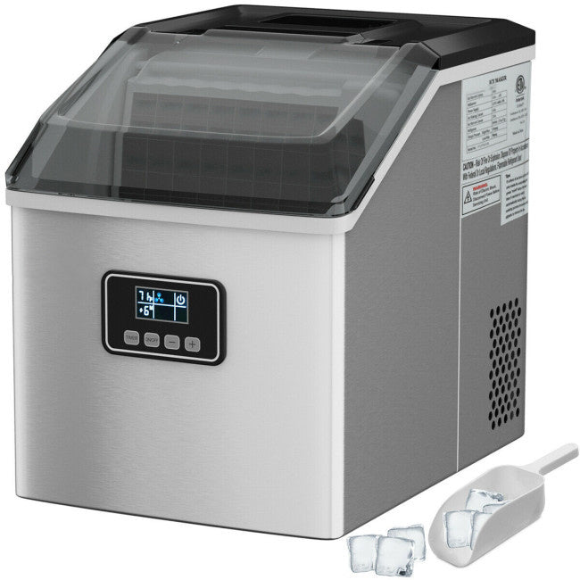 48 Lbs Stainless Self-Clean Ice Maker with LCD Display