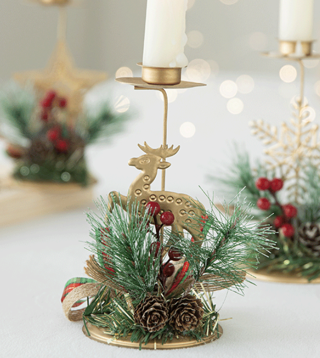 Christmas Golden Wrought Iron Candlestick Window Table Decoration Christmas Decorations Arrangement