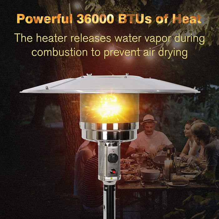 Bosonshop Outdoor Propane Heater Portable Patio Heater With Wheels 87 Inches Tall 36000 BTU for  Commercial Courtyard (Black)