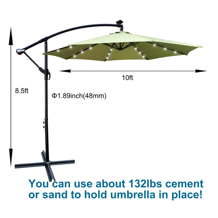 10 ft Outdoor Patio Umbrella Solar Powered LED for Garden Deck Backyard Pool Shade Outside Deck Swimming Pool