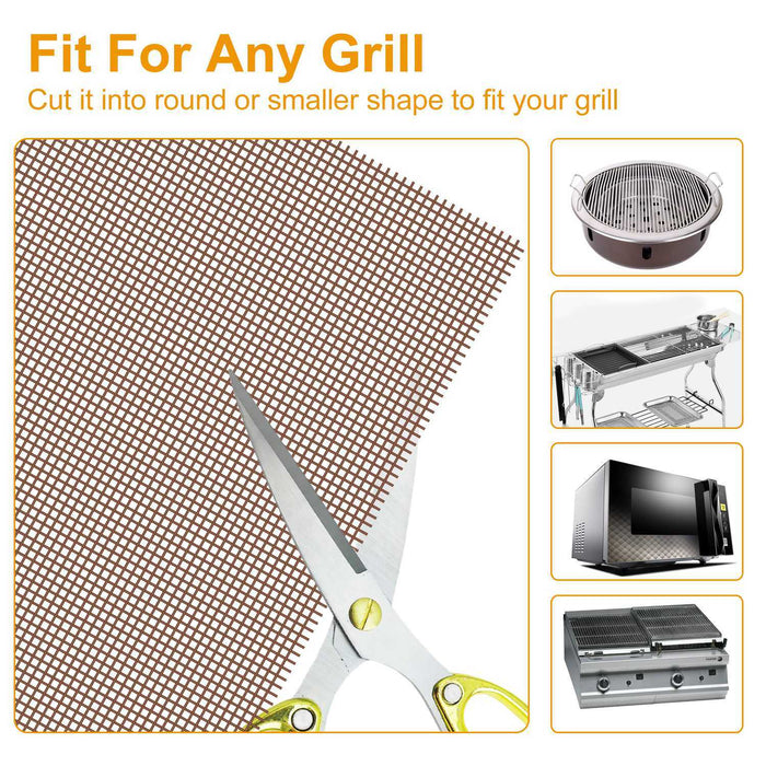 BBQ Grill Mat Non-Stick Mesh Mat Baking Sheet Liner Reusable Reversible Washable