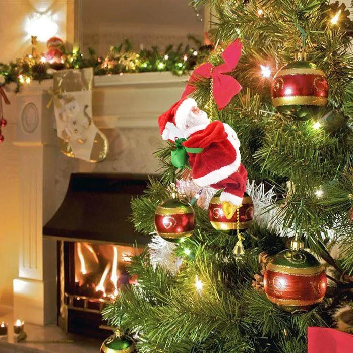 Electric Climbing Santa Claus Christmas Decor Xmas Tree Hanging Ornament Gift