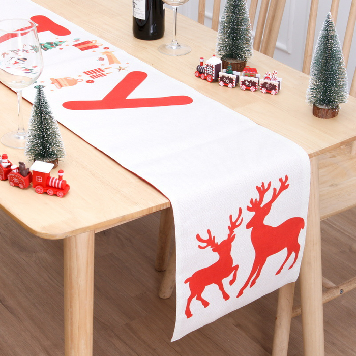 Holiday Party Christmas Table Flag Double Printing Snowman Table Mat