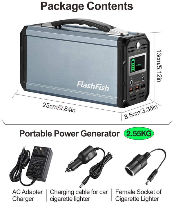 Portable Power Station - 300W Solar Generator, FlashFish