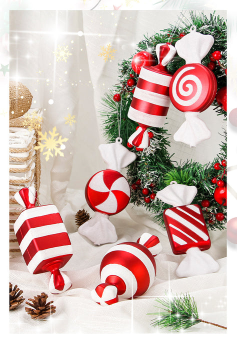 2 Pacs Christmas Ornament Pvc Painted Sequin Candy Pendant 16Cm Christmas Tree Decoration Party Pendant