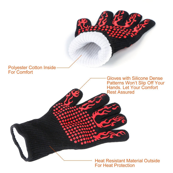 BBQ Gloves 1472°F Heat Resistant Grill Gloves Anti-slip Carbon Fiber BBQ Gloves