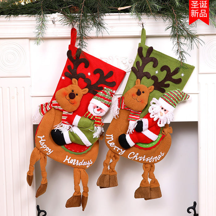 Large 27*58cm Christmas socks gift bag decoration socks elderly socks pendant children's candy bag