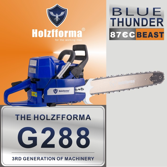 FARMERTEC 87cc Holzfforma® Blue Thunder G288 Gasoline Chain Saw Power Head Without Guide Bar and Chain Top Quality By Farmertec All parts are For Husqvarna 288 Chainsaw