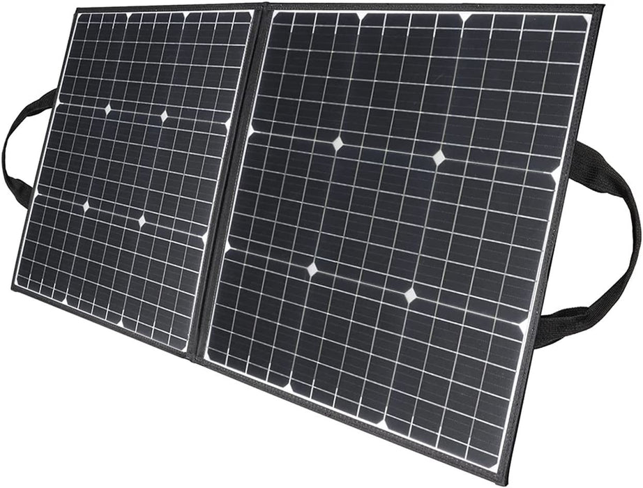 GOFORT 100W 18V Portable Solar Panel, Foldable Solar Charger with 5V USB, QC 3.0, DC Output, Compatible with Solar Generator Power Station Phones Laptops Tablet for Outdoor Camping RV