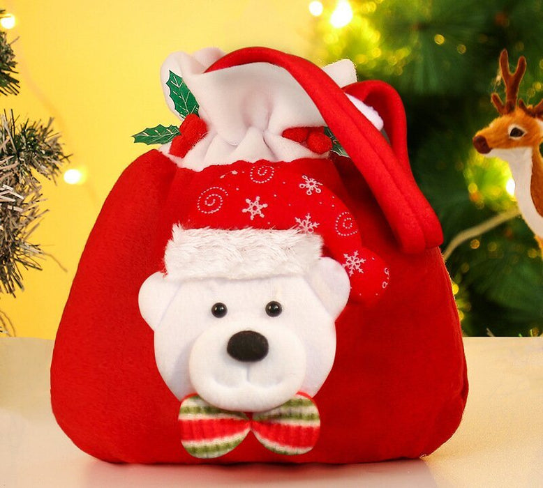 4pcs Christmas Gift Bags Drawstring Christmas Gift Doll Bag Candy Treat Bags