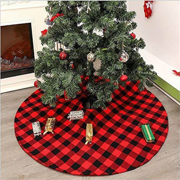 Christmas Tree Skirt Red Xmas Tree Ornaments Christmas Tree Mat with Pattern for Decorations Holiday Party