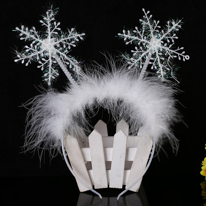 3Pcs Christmas Headdress Snowflake Hairband Holiday Party Supplies Decorations