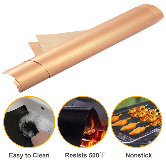 2Pcs BBQ Grill Mat Non-Stick Mat Baking Mat Reusable Reversible Washable FDA-Approved