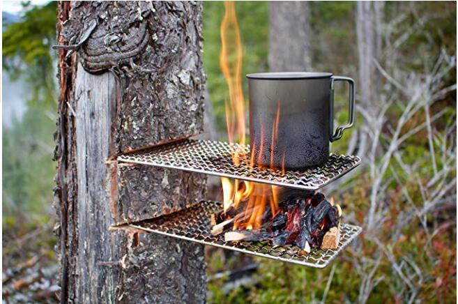 Outdoor Camping Pot Rack Square 304 Stainless Steel Barbecue Mesh Simple Firewood Stove Barbecue Rack