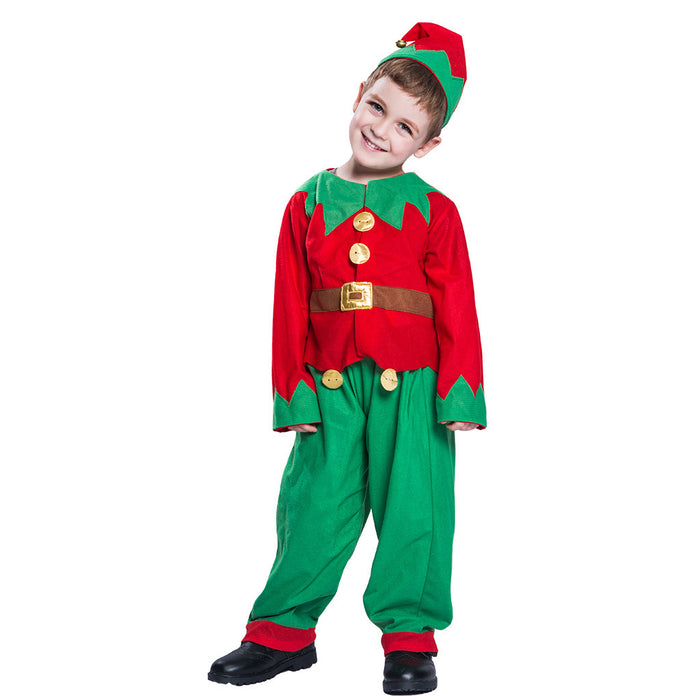 Christmas Elf Parent-child Costume Accessories Family Atmosphere Hat Tops Pants Dress Party Active Stage Perform Cosplay Holidy