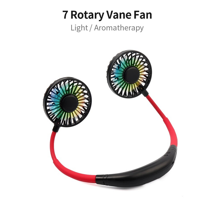 Mini Portable Hanging Neckband Fan USB Rechargeable Double Fans Air Cooler Conditioner Colorful Aroma Electric Desk Fan For Room XH
