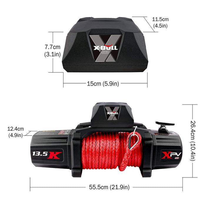 X-BULL 13500 LBS Electric Winch XPV 12V Synthetic Red Rope New Arrival Jeep Towing Truck 4WD