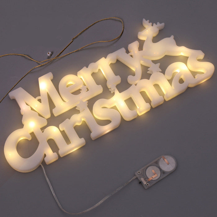 Christmas Decorations Wreath Accessories Merry Christmas Stereo Letter Lights