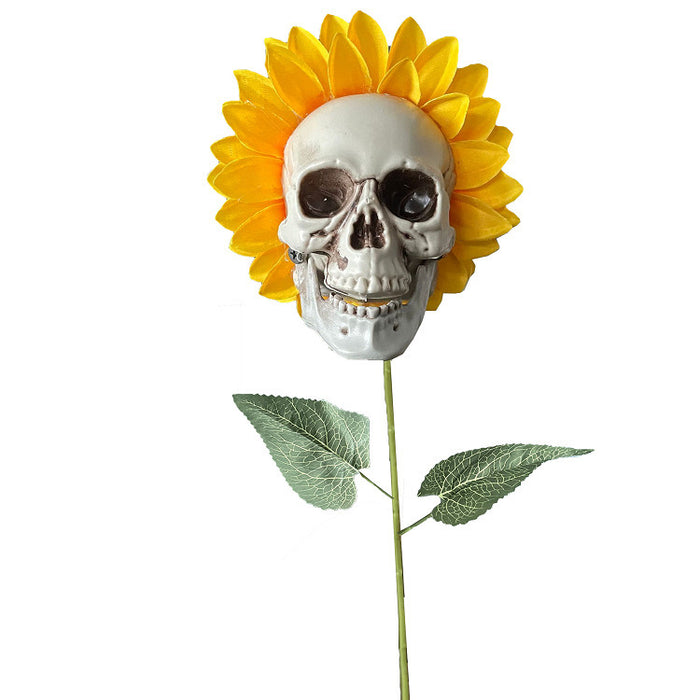 3pcs Halloween Decorations Sunflower Skull Garden Artificial Flower Decoration