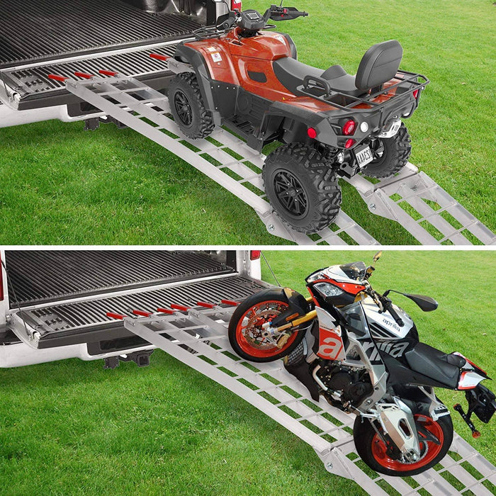 Bosonshop 2pcs Loading Ramp 7.5Ft-1500lbs Capacity Aluminum Foldable Truck Ramp Suitable for Motorcycle(Gridded 7.5Ft)