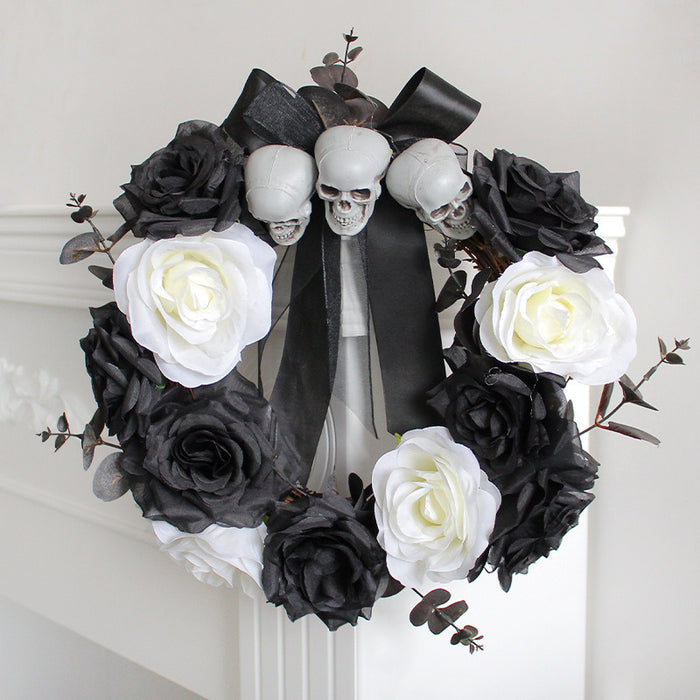 Halloween Home Ghost Door Hanging Skull Rose Rattan Wreath Wreath Haunted House Horror Party Decorations