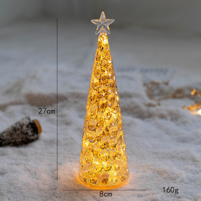 Christmas Decoration Glass Tree Home Desktop Decoration Light Up Small Night Light Christmas Gifts