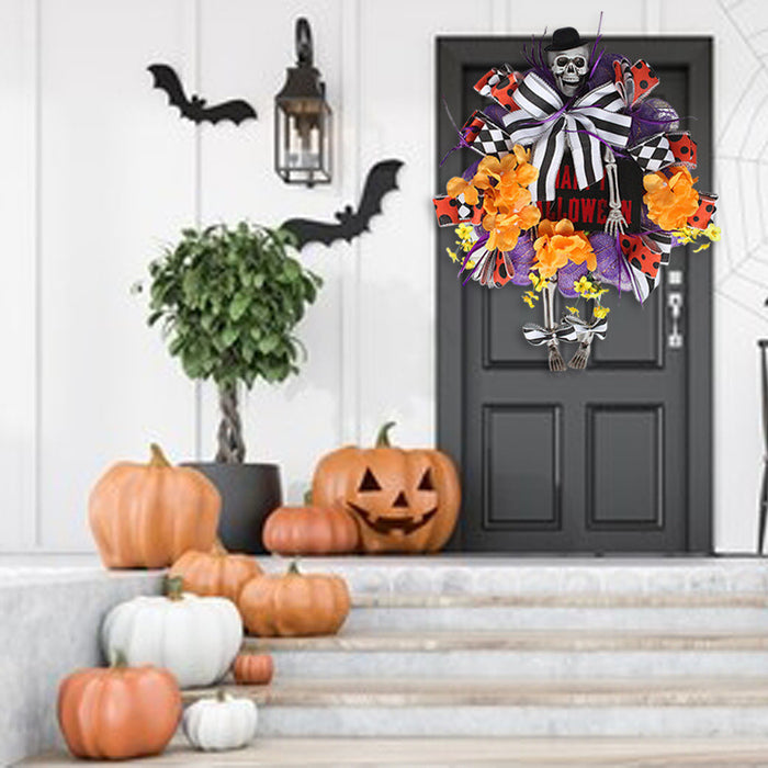 Halloween Skull Door Hanging Flower Garland Horror Party Outdoor Decoration Ornaments Holiday Pendant