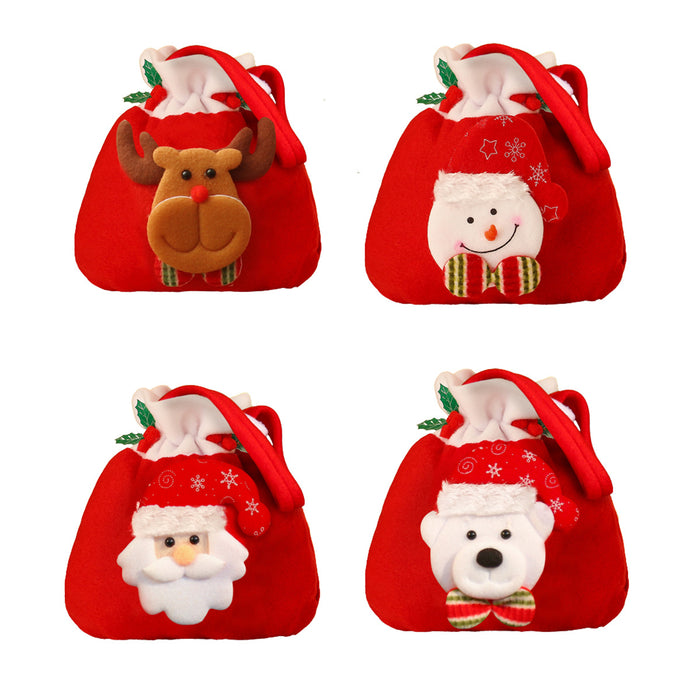 4pcs Christmas Gift Bags Drawstring Christmas Gift Doll Bag Candy Treat Bags